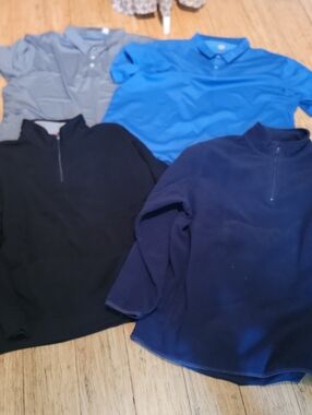 Men's Polo & Quarter-Zip Shirt Bundle - Blue, Navy, Black, Gray